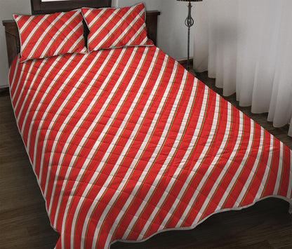 Candy Cane Stripe Pattern Print Quilt Bed Set