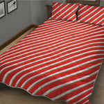 Candy Cane Stripe Pattern Print Quilt Bed Set