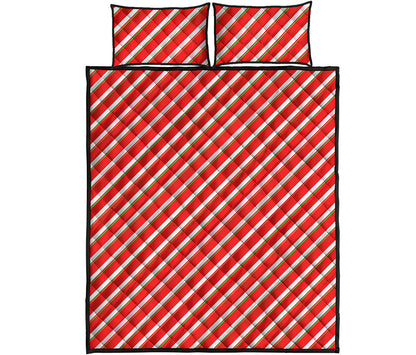 Candy Cane Stripe Pattern Print Quilt Bed Set