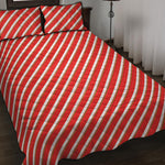 Candy Cane Stripe Pattern Print Quilt Bed Set