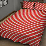 Candy Cane Stripe Pattern Print Quilt Bed Set