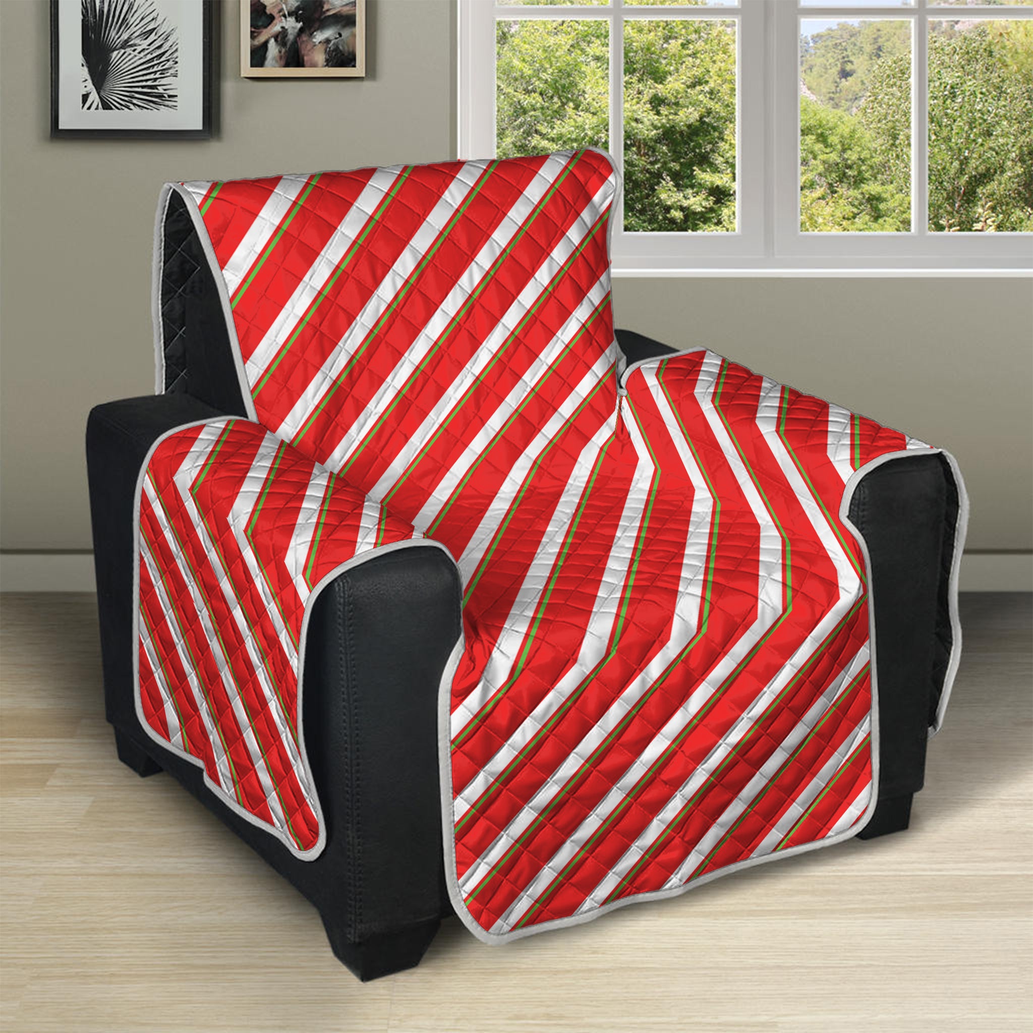 Candy Cane Stripe Pattern Print Recliner Protector