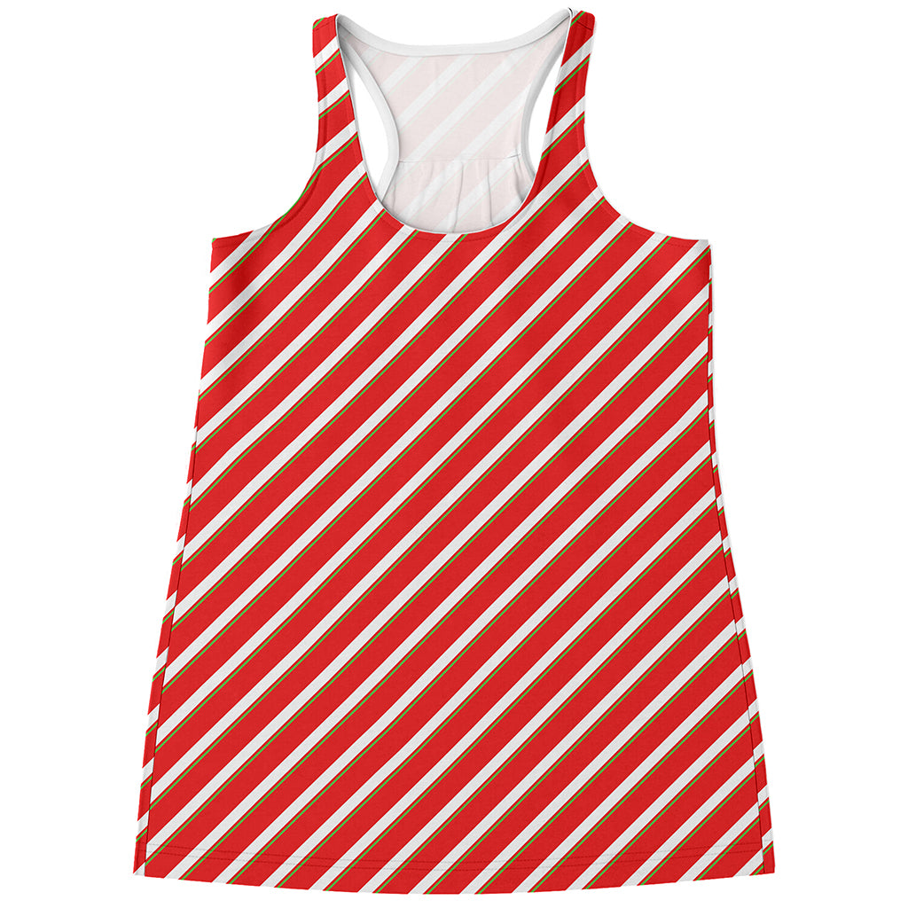 Candy Cane Stripe Pattern Print Women's Racerback Tank Top