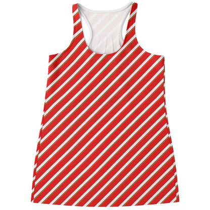 Candy Cane Stripe Pattern Print Women's Racerback Tank Top