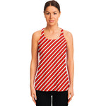 Candy Cane Stripe Pattern Print Women's Racerback Tank Top