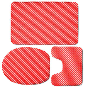 Candy Cane Striped Pattern Print 3 Piece Bath Mat Set