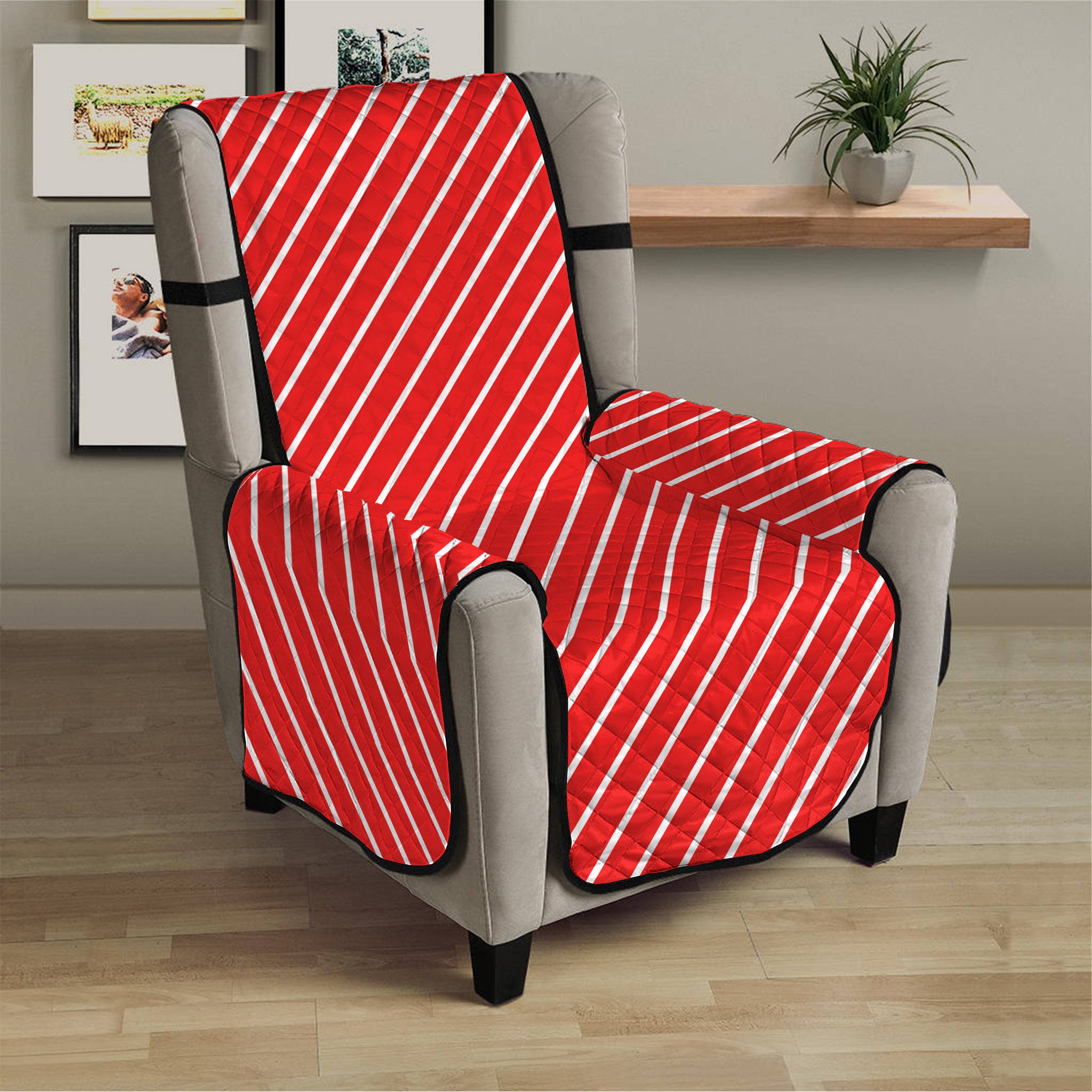 Candy Cane Striped Pattern Print Armchair Protector