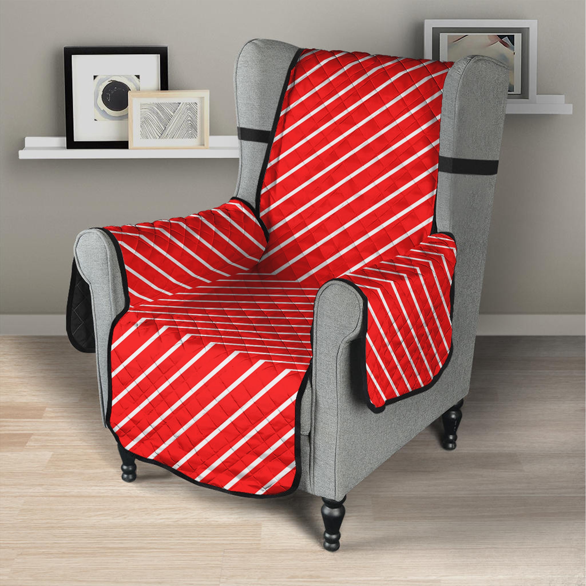 Candy Cane Striped Pattern Print Armchair Protector