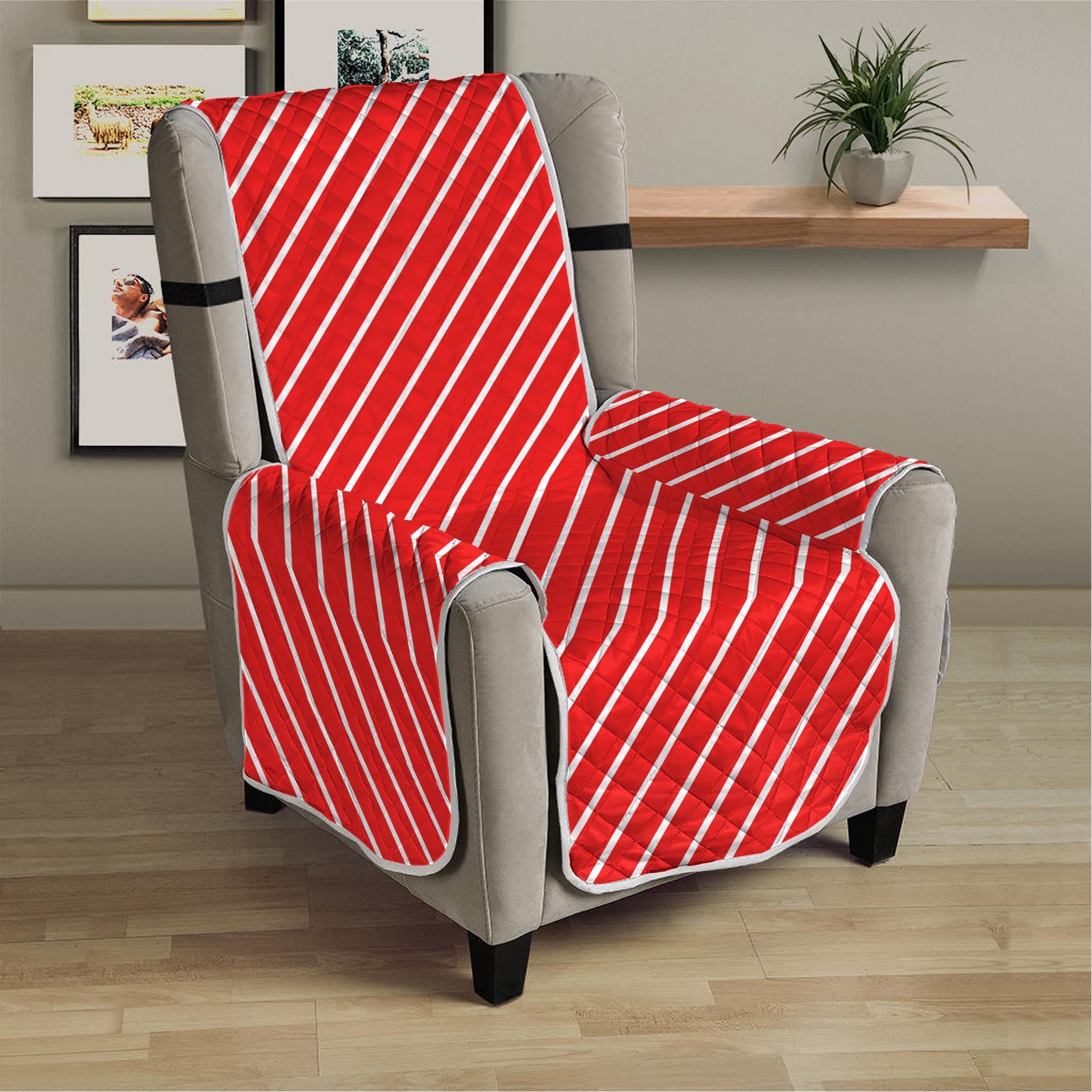 Candy Cane Striped Pattern Print Armchair Protector