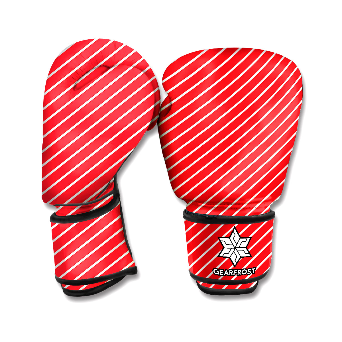 Candy Cane Striped Pattern Print Boxing Gloves