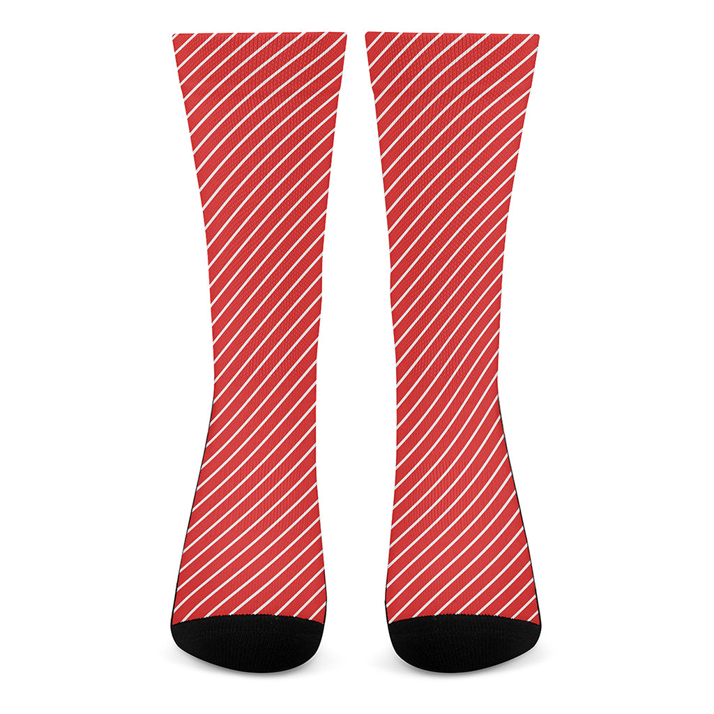 Candy Cane Striped Pattern Print Crew Socks