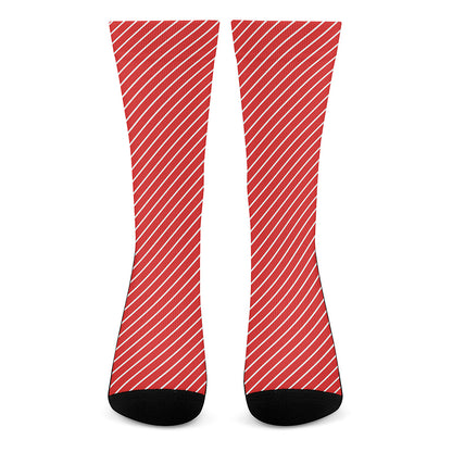 Candy Cane Striped Pattern Print Crew Socks