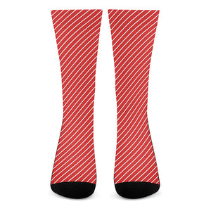 Candy Cane Striped Pattern Print Crew Socks