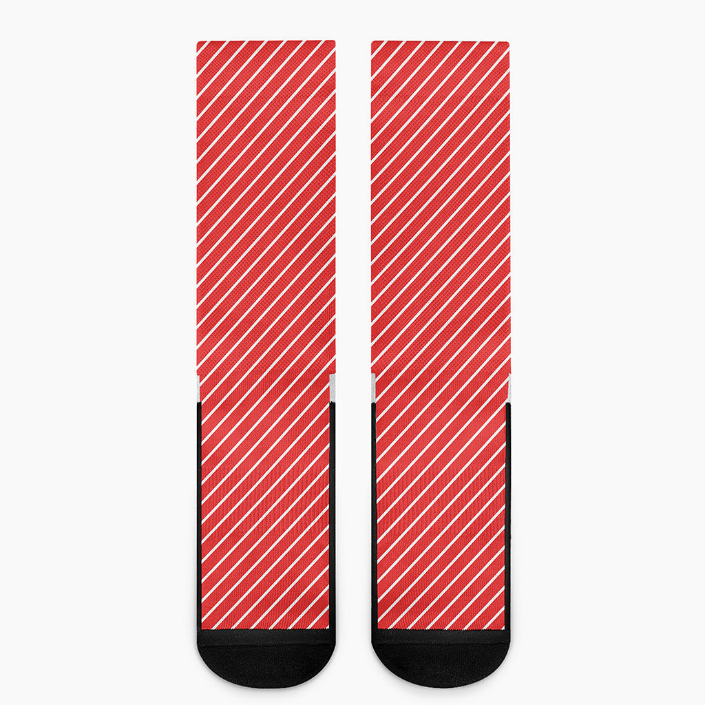 Candy Cane Striped Pattern Print Crew Socks