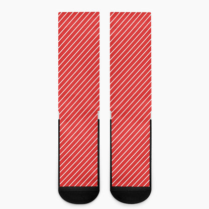 Candy Cane Striped Pattern Print Crew Socks