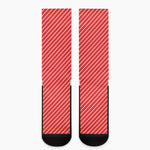 Candy Cane Striped Pattern Print Crew Socks