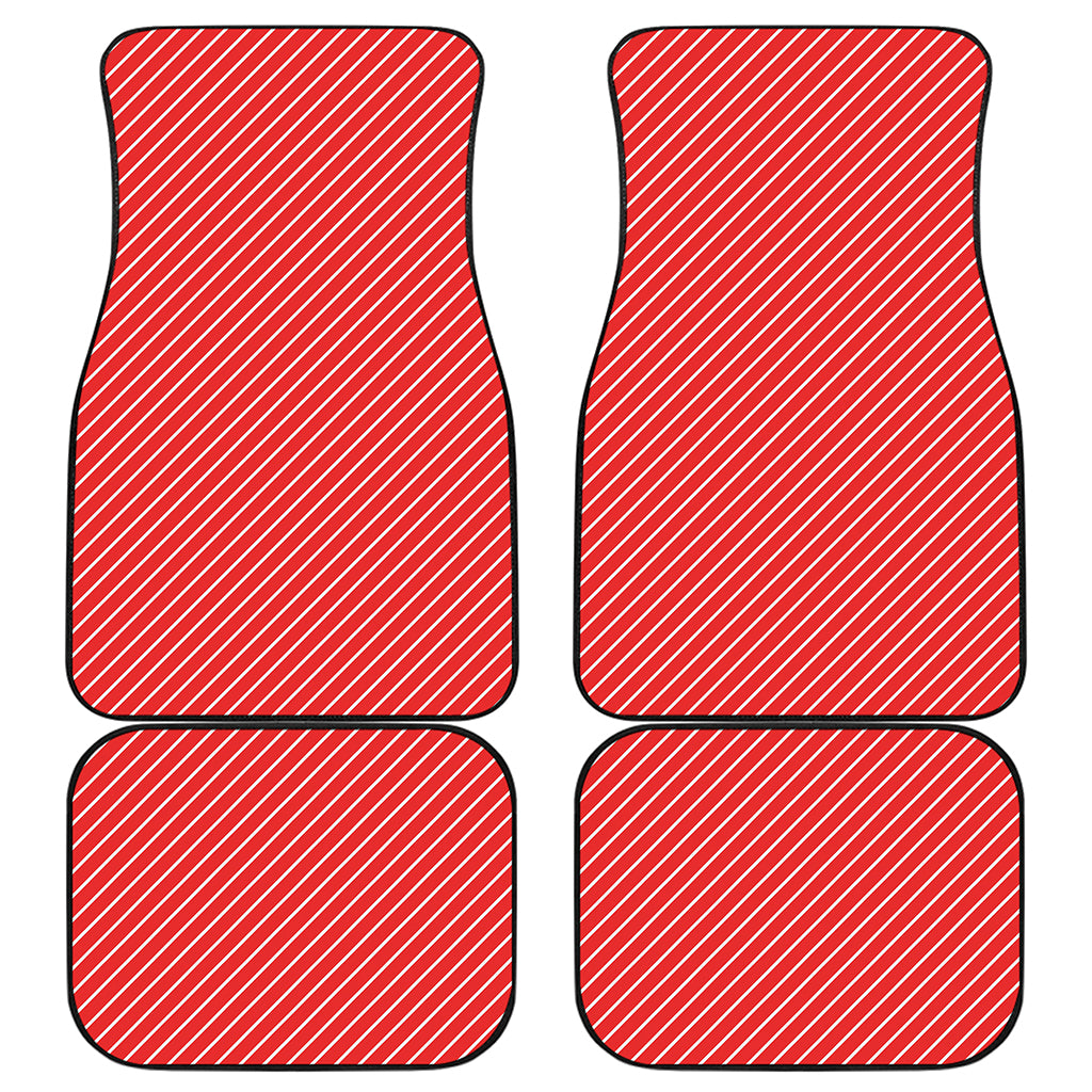 Candy Cane Striped Pattern Print Front and Back Car Floor Mats