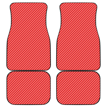 Candy Cane Striped Pattern Print Front and Back Car Floor Mats