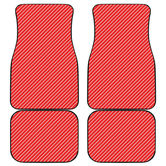 Candy Cane Striped Pattern Print Front and Back Car Floor Mats