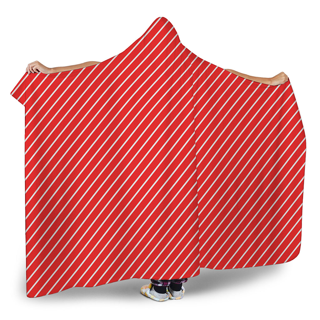 Candy Cane Striped Pattern Print Hooded Blanket