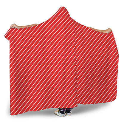 Candy Cane Striped Pattern Print Hooded Blanket