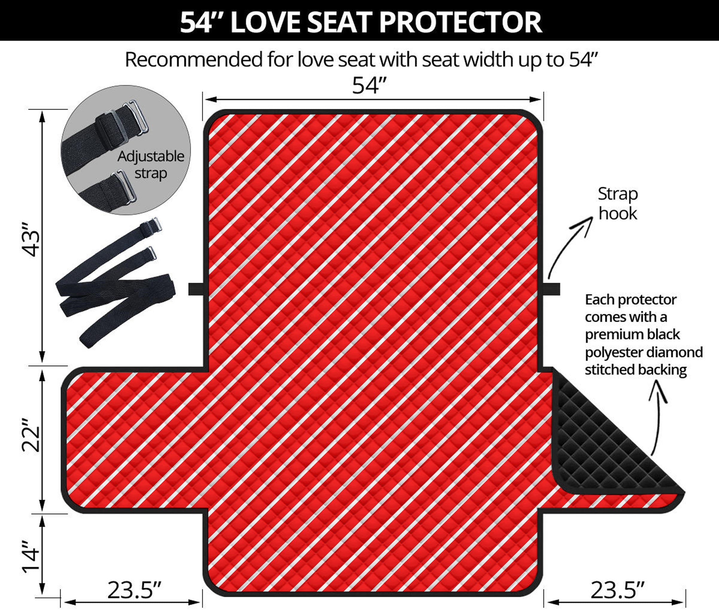 Candy Cane Striped Pattern Print Loveseat Protector