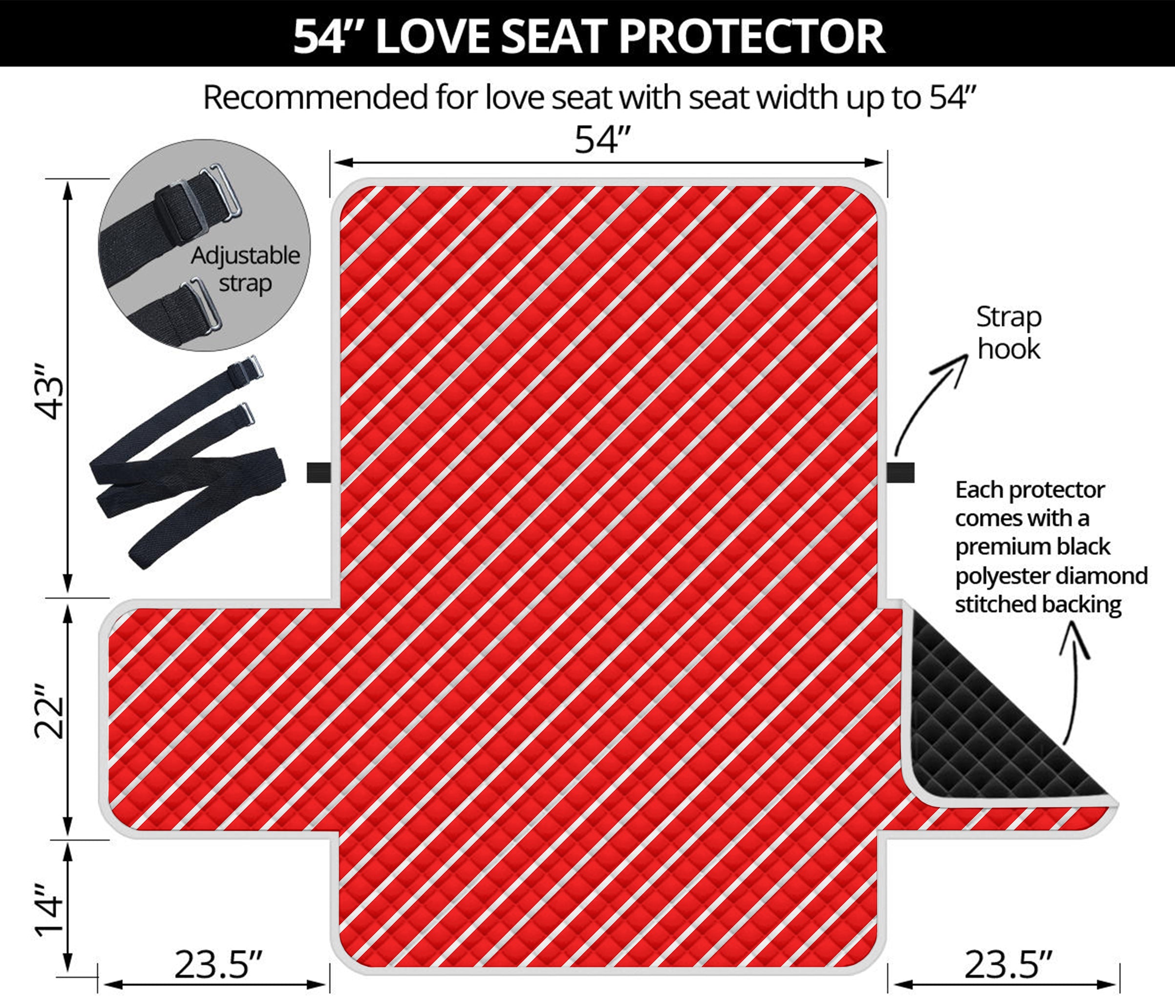 Candy Cane Striped Pattern Print Loveseat Protector