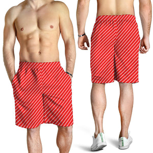 Candy Cane Striped Pattern Print Men's Shorts