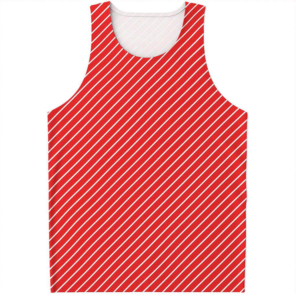 Candy Cane Striped Pattern Print Men's Tank Top