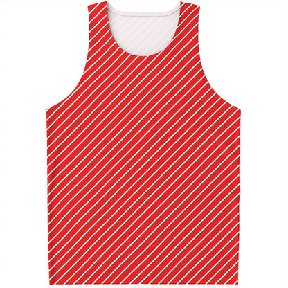 Candy Cane Striped Pattern Print Men's Tank Top