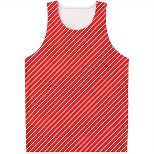 Candy Cane Striped Pattern Print Men's Tank Top