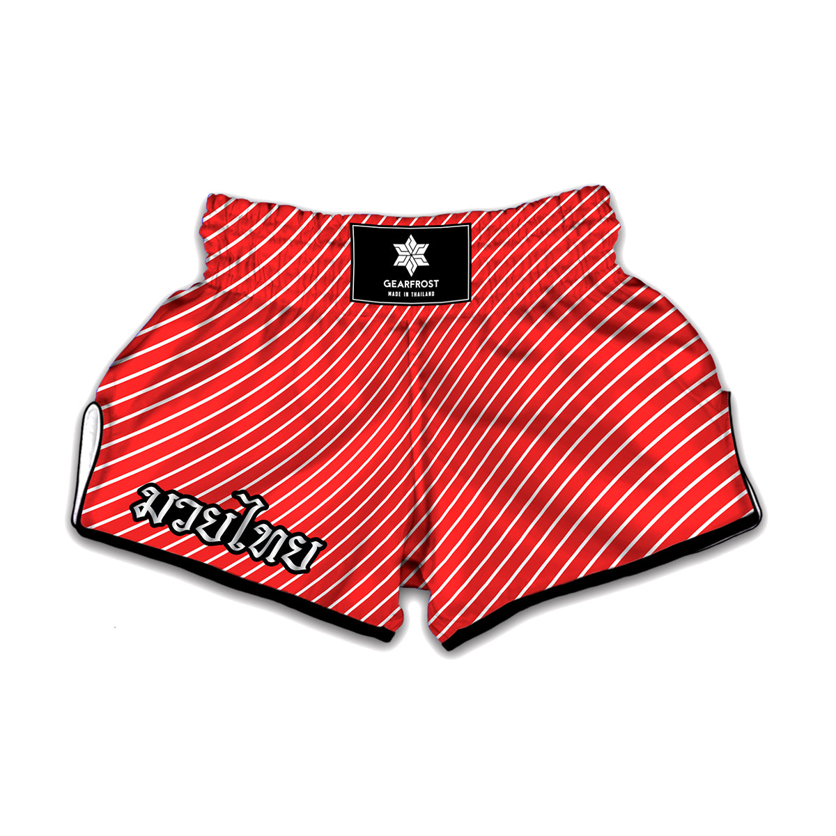 Candy Cane Striped Pattern Print Muay Thai Boxing Shorts