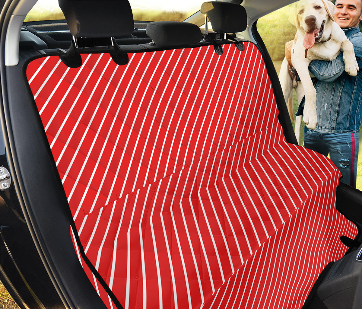 Candy Cane Striped Pattern Print Pet Car Back Seat Cover