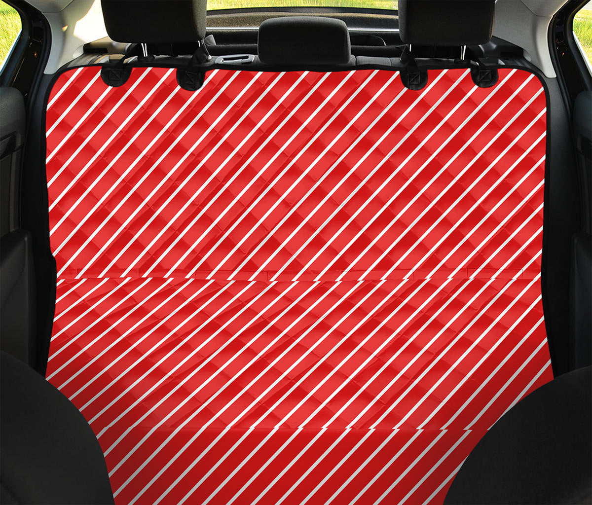 Candy Cane Striped Pattern Print Pet Car Back Seat Cover