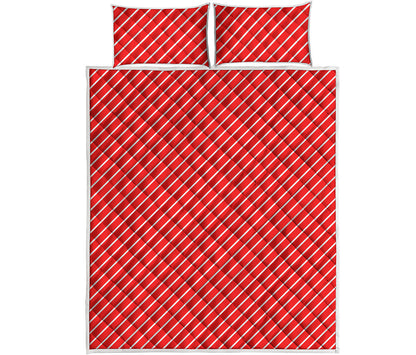 Candy Cane Striped Pattern Print Quilt Bed Set