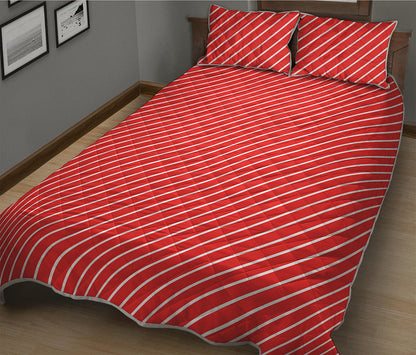 Candy Cane Striped Pattern Print Quilt Bed Set