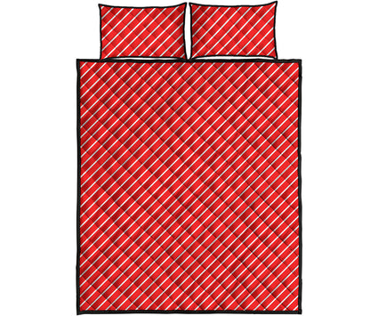 Candy Cane Striped Pattern Print Quilt Bed Set