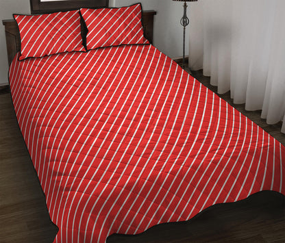 Candy Cane Striped Pattern Print Quilt Bed Set