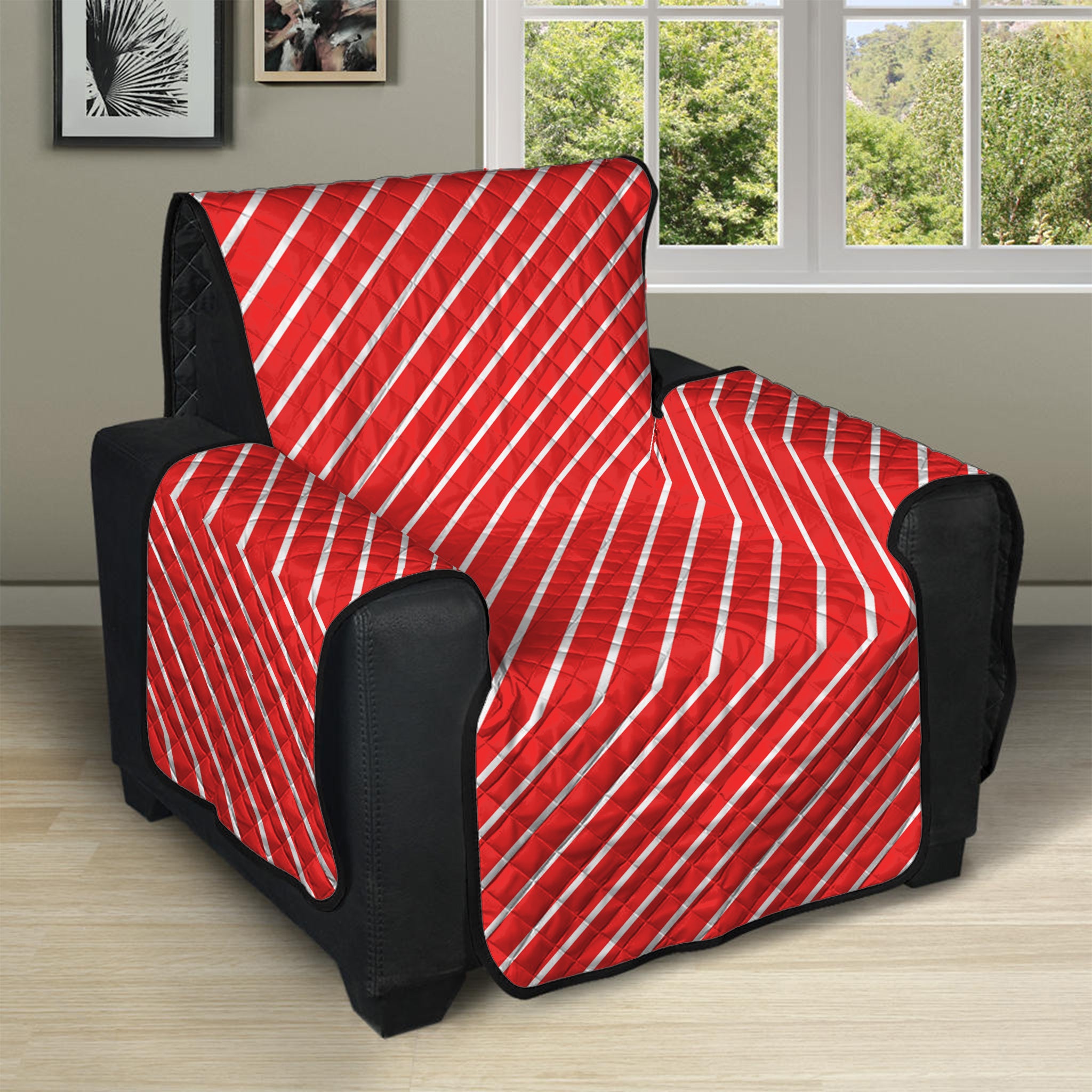 Candy Cane Striped Pattern Print Recliner Protector