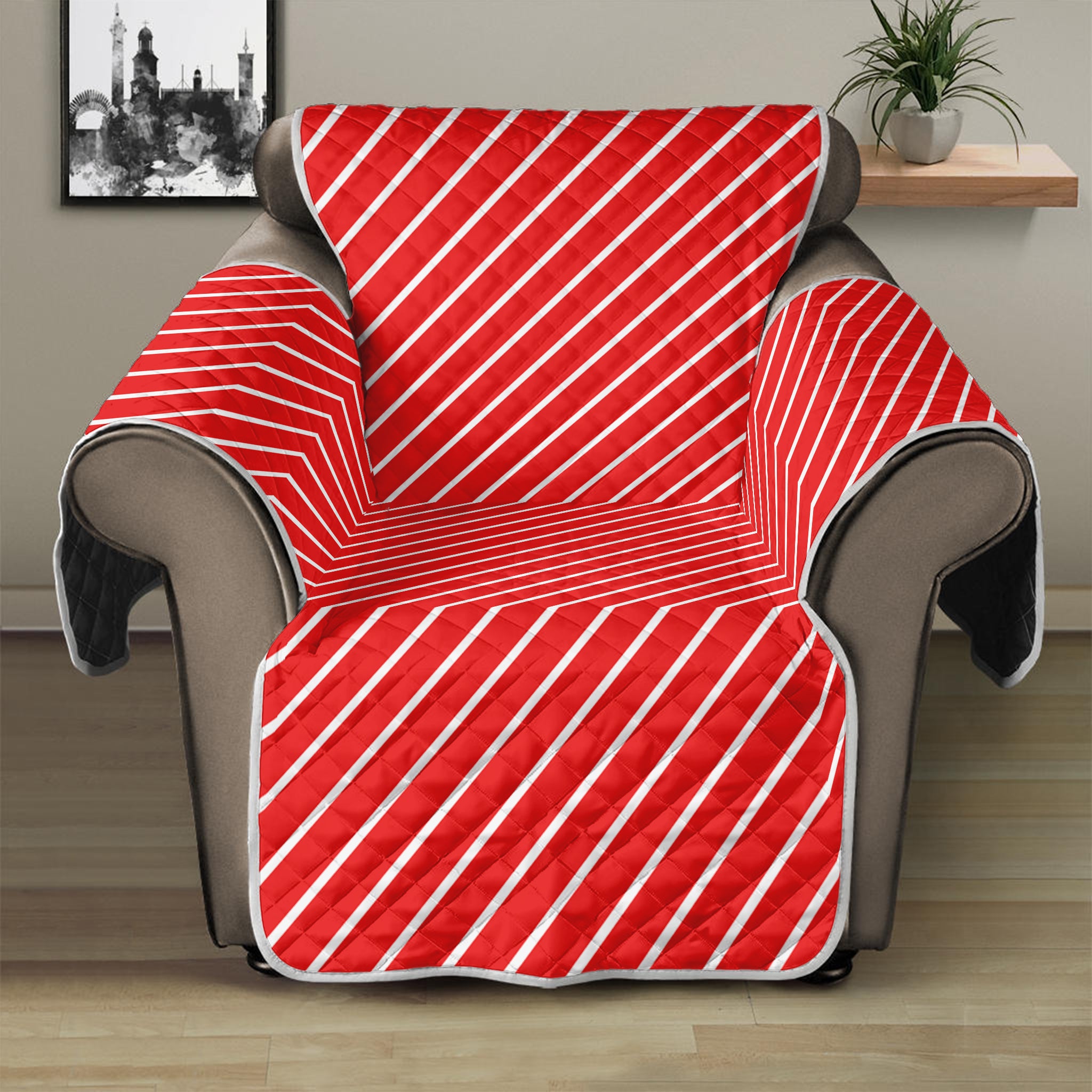 Candy Cane Striped Pattern Print Recliner Protector