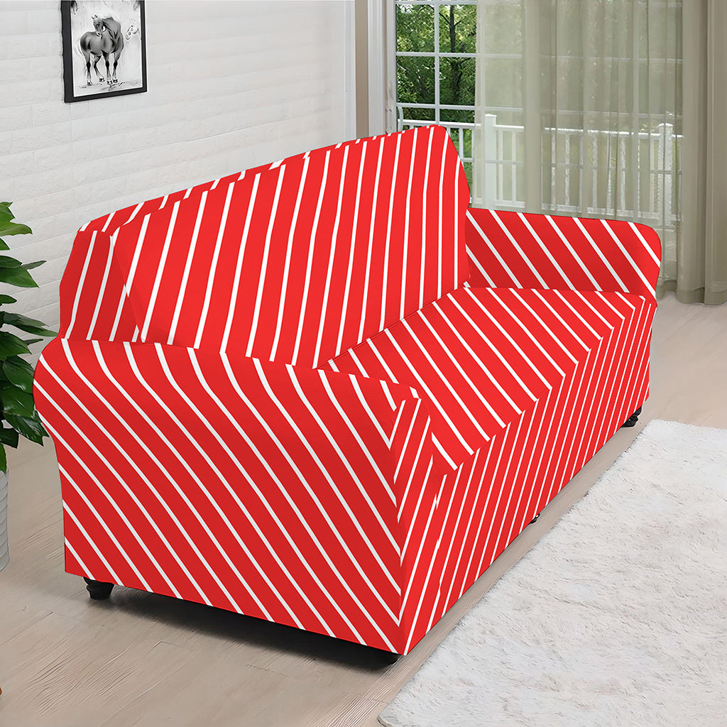 Candy Cane Striped Pattern Print Sofa Cover