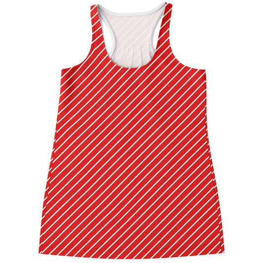 Candy Cane Striped Pattern Print Women's Racerback Tank Top