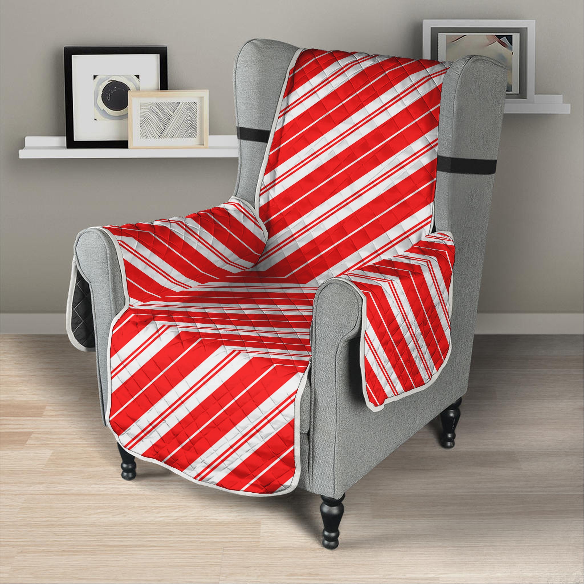 Candy Cane Stripes Pattern Print Armchair Protector