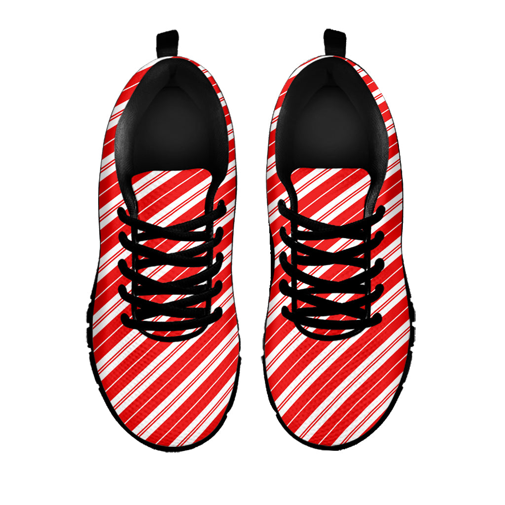 Candy Cane Stripes Pattern Print Black Sneakers