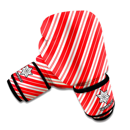 Candy Cane Stripes Pattern Print Boxing Gloves