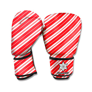 Candy Cane Stripes Pattern Print Boxing Gloves