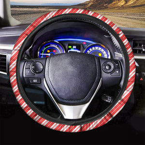 Candy Cane Stripes Pattern Print Car Steering Wheel Cover