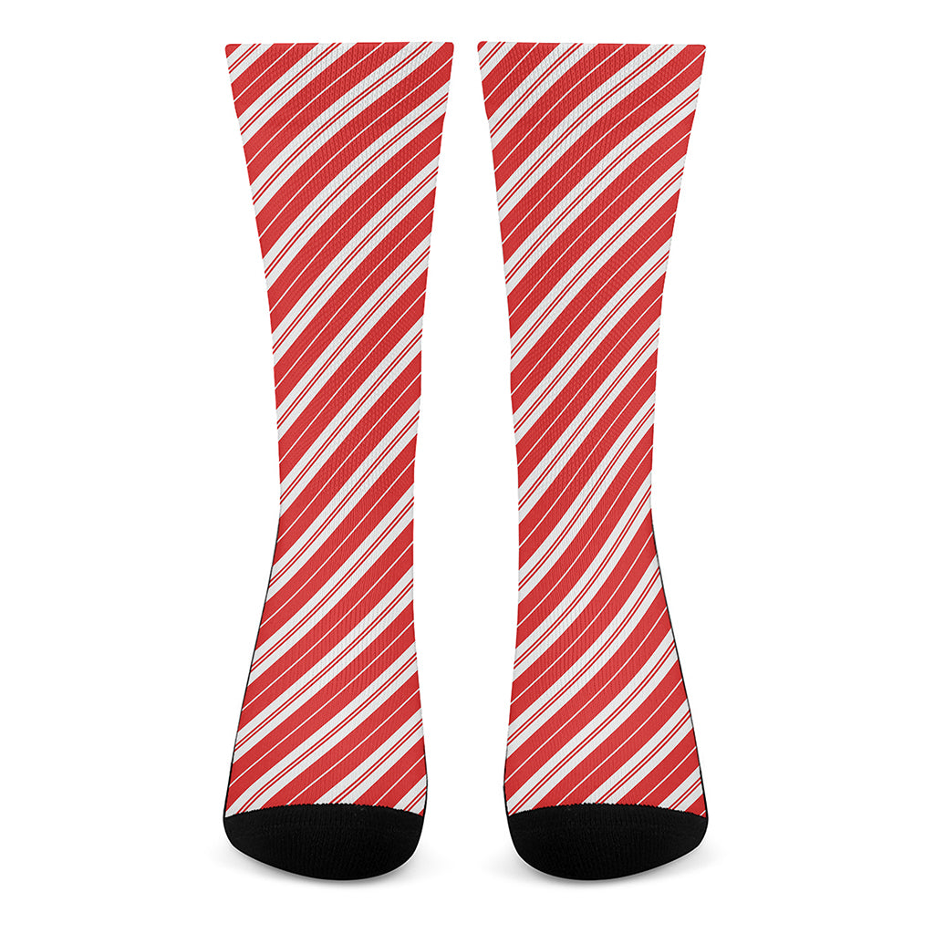 Candy Cane Stripes Pattern Print Crew Socks