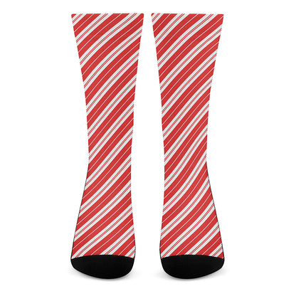 Candy Cane Stripes Pattern Print Crew Socks