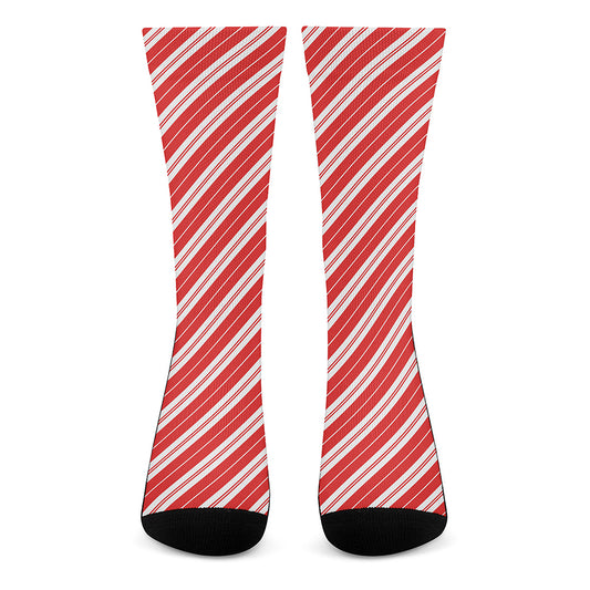 Candy Cane Stripes Pattern Print Crew Socks